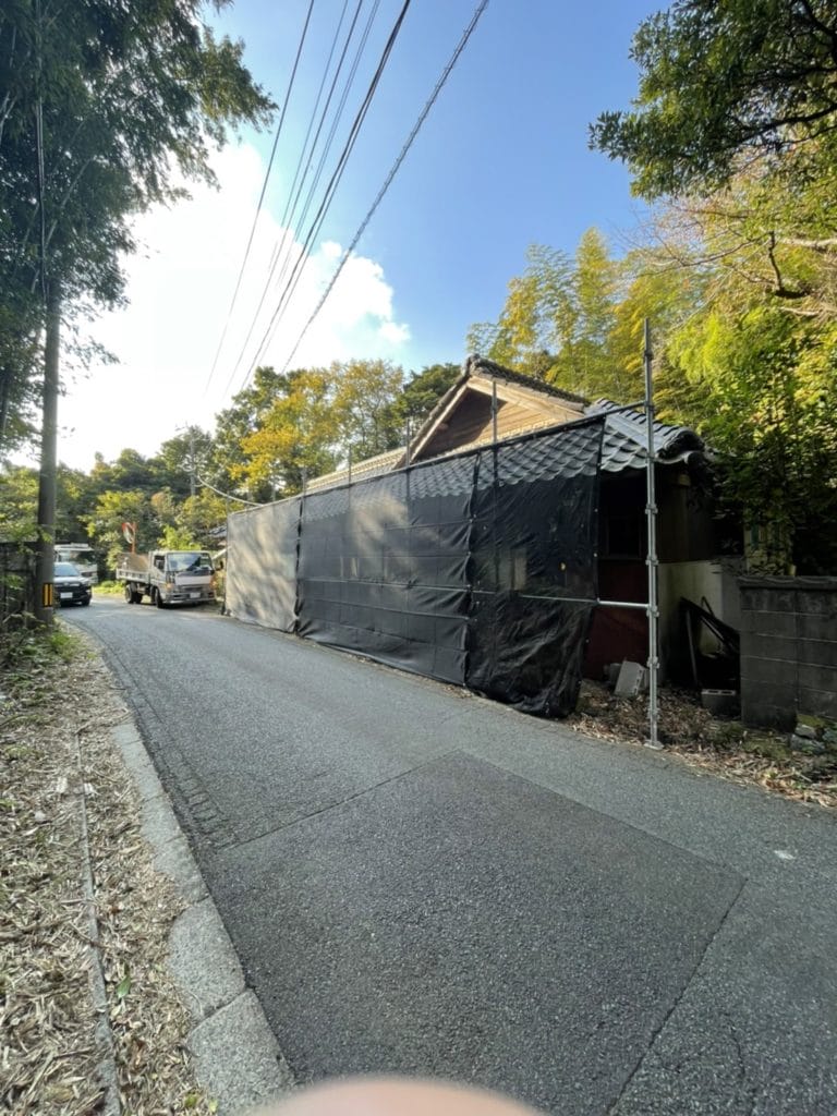 長門市油谷の木造住宅解体中